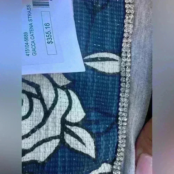 MONNALISA JAKIOO Size women  M Sleeveless Blue Floral Roses Neoprene Blazer $355 - Picture 8 of 12